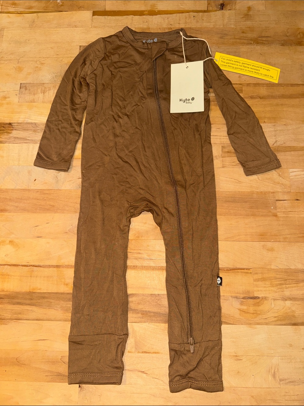 Kyte BABY Brown Long-Sleeve Zip Footie One-Piece